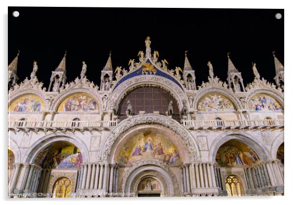 Night view of St Mark's Basilica at St Mark's Square (Piazza San Marco), Venice, Italy Acrylic by Chun Ju Wu