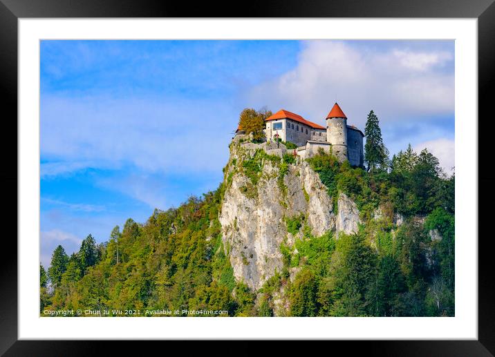 Bled Castle, a medieval castle at Lake Bled in Slovenia Framed Mounted Print by Chun Ju Wu