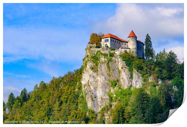 Bled Castle, a medieval castle at Lake Bled in Slovenia Print by Chun Ju Wu
