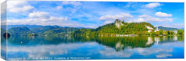 Panoramic view of Lake Bled, a popular tourist destination in Slovenia Canvas Print by Chun Ju Wu