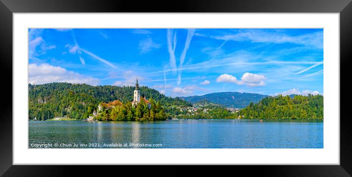 Panoramic view of Lake Bled, a popular tourist destination in Slovenia Framed Mounted Print by Chun Ju Wu