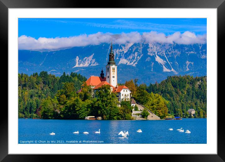 Bled Island on Lake Bled, a popular tourist destination in Slovenia Framed Mounted Print by Chun Ju Wu