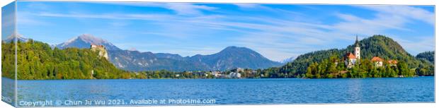 Panoramic view of Lake Bled, a popular tourist destination in Slovenia Canvas Print by Chun Ju Wu