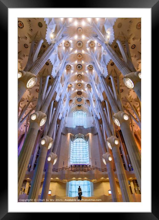 The interior of Sagrada Familia (Church of the Holy Family), the cathedral designed by Gaudi in Barcelona, Spain Framed Mounted Print by Chun Ju Wu