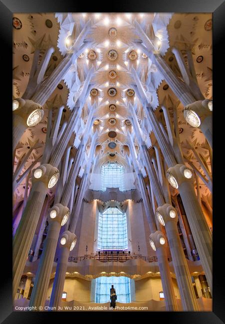 The interior of Sagrada Familia (Church of the Holy Family), the cathedral designed by Gaudi in Barcelona, Spain Framed Print by Chun Ju Wu