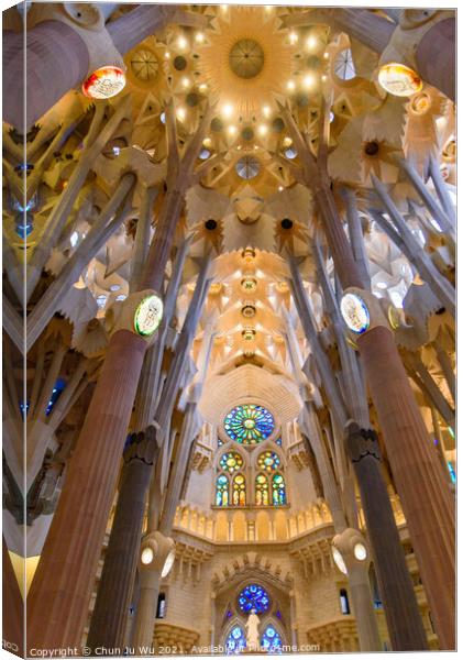 The interior of Sagrada Familia (Church of the Holy Family), the cathedral designed by Gaudi in Barcelona, Spain Canvas Print by Chun Ju Wu