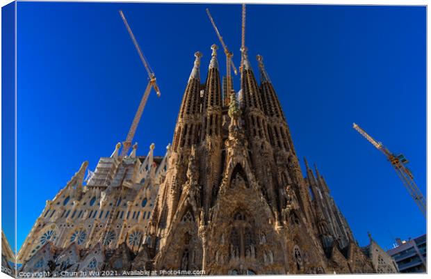 Nativity Façade of Sagrada Familia, the cathedral designed by Gaudi in Barcelona, Spain Canvas Print by Chun Ju Wu