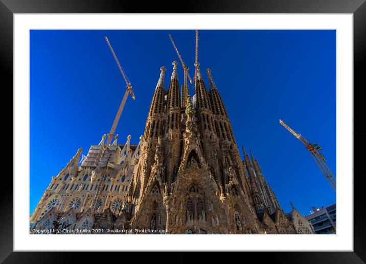 Nativity Façade of Sagrada Familia, the cathedral designed by Gaudi in Barcelona, Spain Framed Mounted Print by Chun Ju Wu