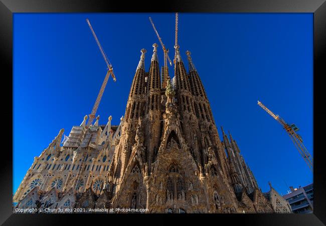Nativity Façade of Sagrada Familia, the cathedral designed by Gaudi in Barcelona, Spain Framed Print by Chun Ju Wu