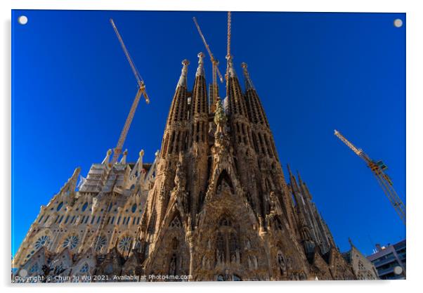 Nativity Façade of Sagrada Familia, the cathedral designed by Gaudi in Barcelona, Spain Acrylic by Chun Ju Wu