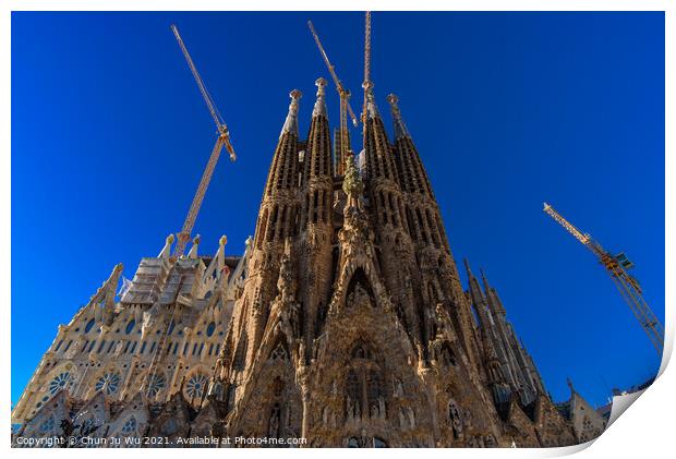 Nativity Façade of Sagrada Familia, the cathedral designed by Gaudi in Barcelona, Spain Print by Chun Ju Wu