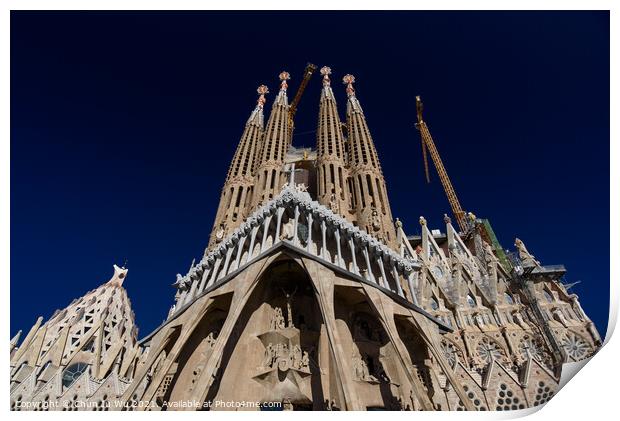 Passion Façade of Sagrada Familia, the cathedral designed by Gaudi in Barcelona, Spain Print by Chun Ju Wu