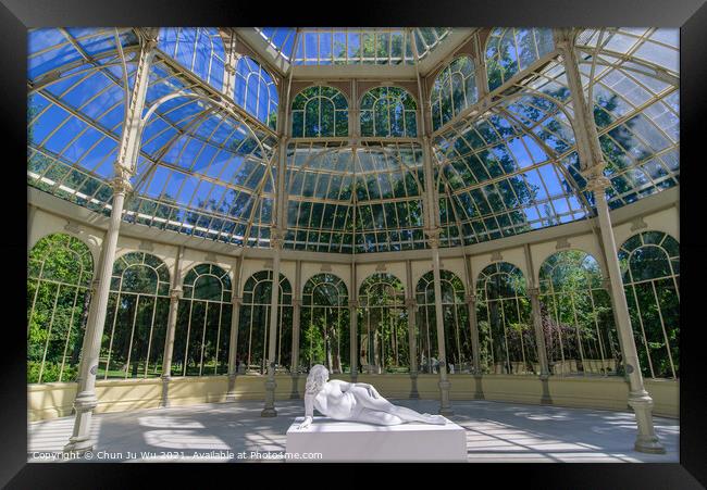 Interior of Palacio de Cristal (Glass Palace) in Buen Retiro Park in Madrid, Spain Framed Print by Chun Ju Wu