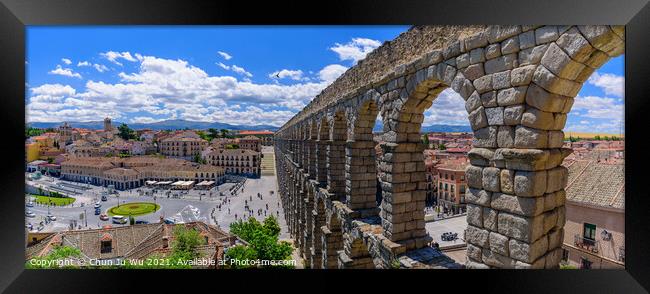 Aqueduct of Segovia, one of the best-preserved Roman aqueducts, in Segovia, Spain Framed Print by Chun Ju Wu