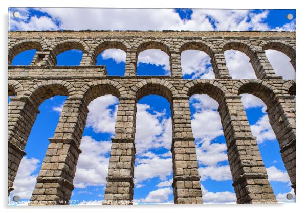Aqueduct of Segovia, one of the best-preserved Roman aqueducts, in Segovia, Spain Acrylic by Chun Ju Wu