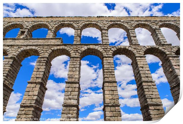 Aqueduct of Segovia, one of the best-preserved Roman aqueducts, in Segovia, Spain Print by Chun Ju Wu