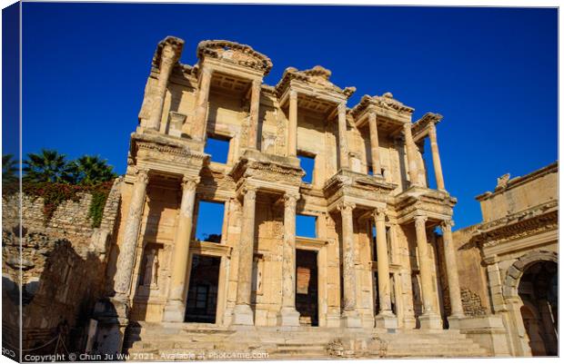 Library of Celsus, an ancient Roman building in Ephesus Archaeological Site, Turkey Canvas Print by Chun Ju Wu