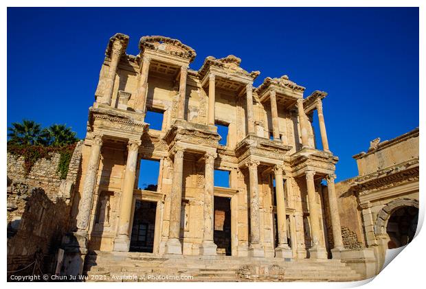 Library of Celsus, an ancient Roman building in Ephesus Archaeological Site, Turkey Print by Chun Ju Wu