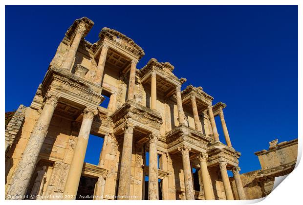 Library of Celsus, an ancient Roman building in Ephesus Archaeological Site, Turkey Print by Chun Ju Wu