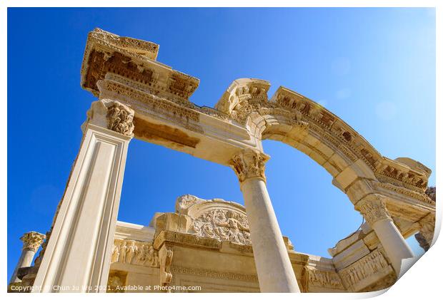 Temple of Hadrian, an ancient Roman building in Ephesus Archaeological Site, Turkey Print by Chun Ju Wu