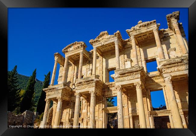 Library of Celsus, an ancient Roman building in Ephesus Archaeological Site, Turkey Framed Print by Chun Ju Wu
