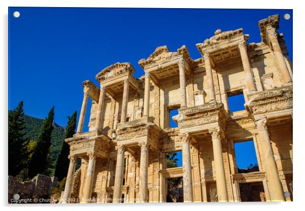 Library of Celsus, an ancient Roman building in Ephesus Archaeological Site, Turkey Acrylic by Chun Ju Wu