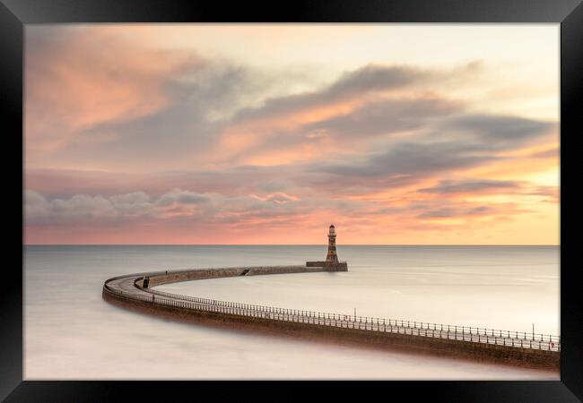 Roker Pier Sunrise Framed Print by David Semmens