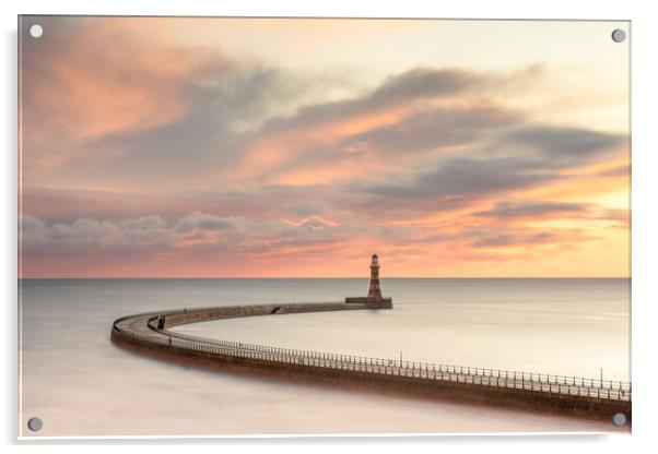 Roker Pier Sunrise Acrylic by David Semmens