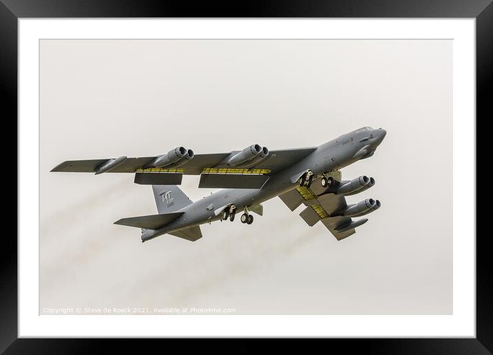 B52 Gets Airborne On A Grey Day. Framed Mounted Print by Steve de Roeck