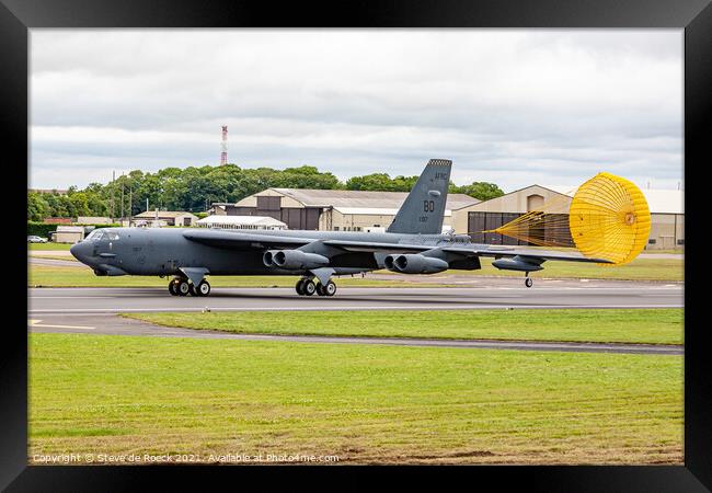 Boeing B52 Touches Down Framed Print by Steve de Roeck