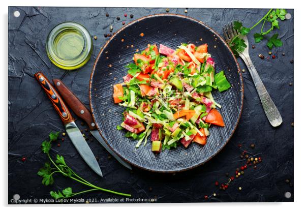 Spring fresh vegetable salad Acrylic by Mykola Lunov Mykola
