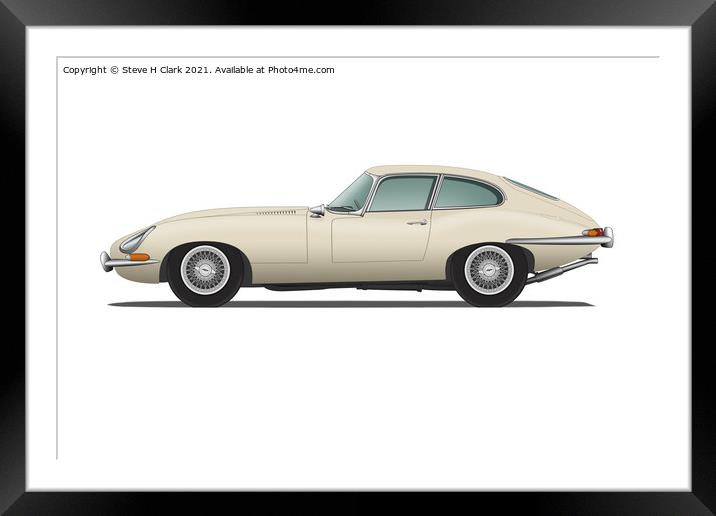 Jaguar E Type Fixed Head Coupe Old English White  Framed Mounted Print by Steve H Clark