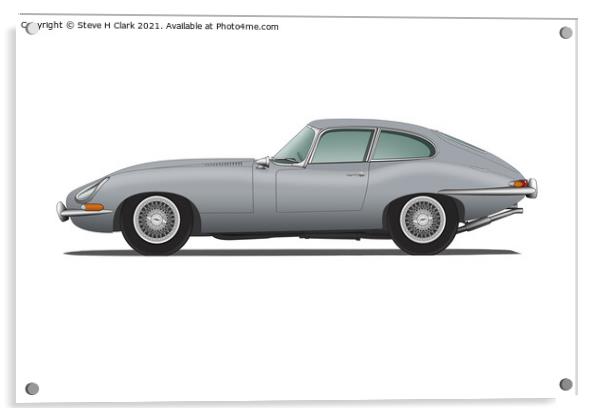 Jaguar E Type Fixed Head Coupe Mist Grey Acrylic by Steve H Clark