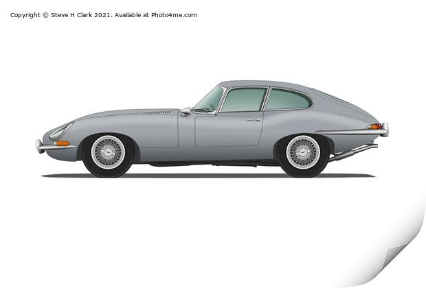 Jaguar E Type Fixed Head Coupe Mist Grey Print by Steve H Clark