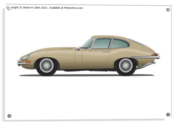 Jaguar E Type Fixed Head Coupe Golden Sand Acrylic by Steve H Clark
