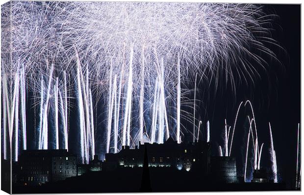 Edinburgh Castle with Fireworks Canvas Print by Keith Thorburn EFIAP/b