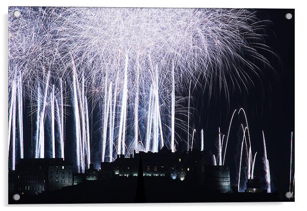 Edinburgh Castle with Fireworks Acrylic by Keith Thorburn EFIAP/b