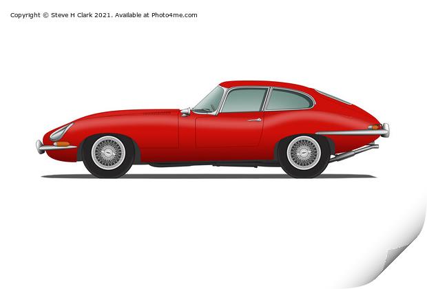 Jaguar E Type Fixed Head Coupe Carmen Red Print by Steve H Clark