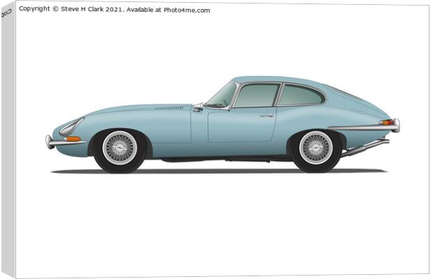 Jaguar E Type Fixed Head Coupe Silver Blue Canvas Print by Steve H Clark