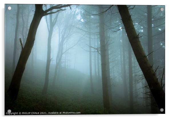Misty woodland scene 375  Acrylic by PHILIP CHALK