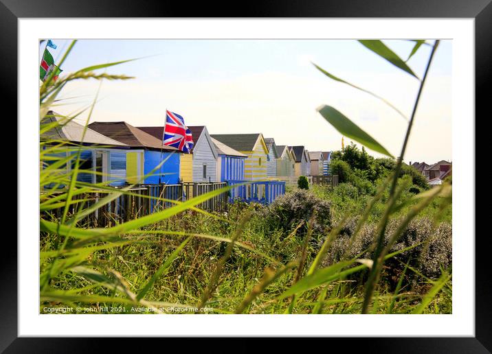 Beach huts at Chapel Point in Chapel St. Leonards. Framed Mounted Print by john hill