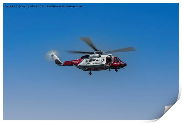 hm coastguard helicopter Print by kathy white