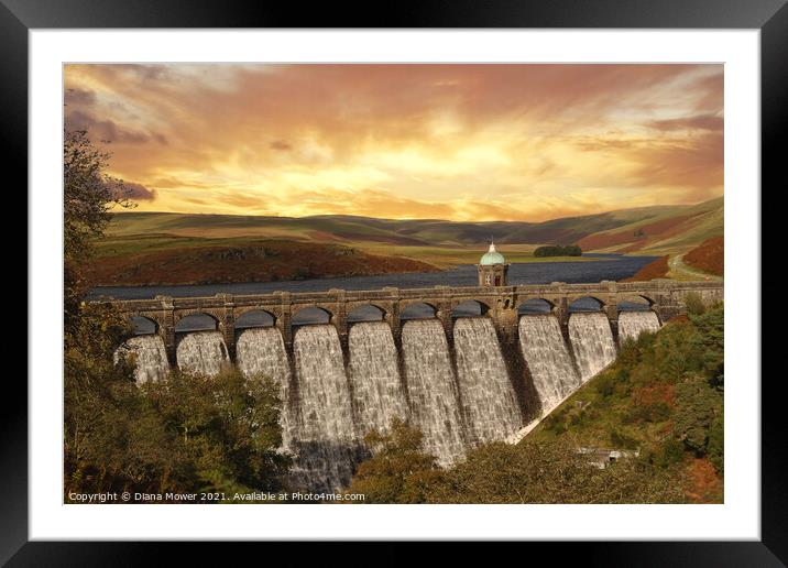 Craig Goch Elan Valley sunset Framed Mounted Print by Diana Mower