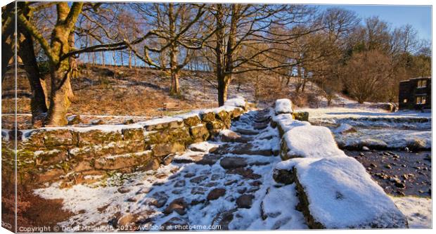 Historic Wycoller in snow Canvas Print by David McCulloch
