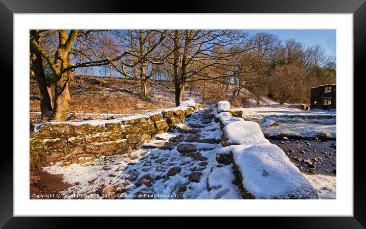 Historic Wycoller in snow Framed Mounted Print by David McCulloch