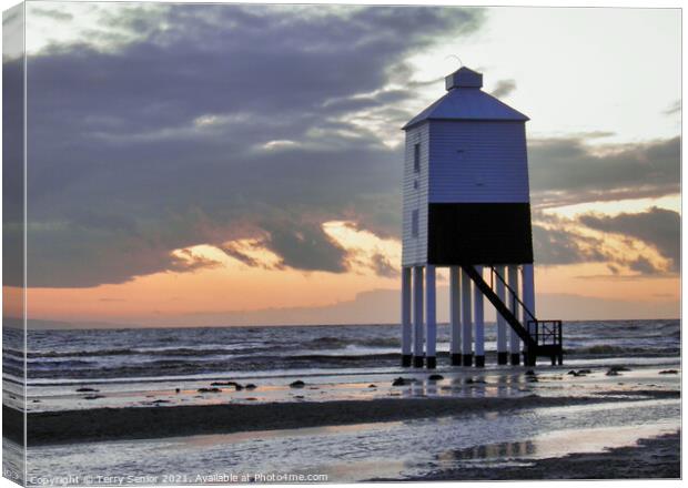 The Low Lighthouse is one of three lighthouses in Burnham-on-Sea, Canvas Print by Terry Senior
