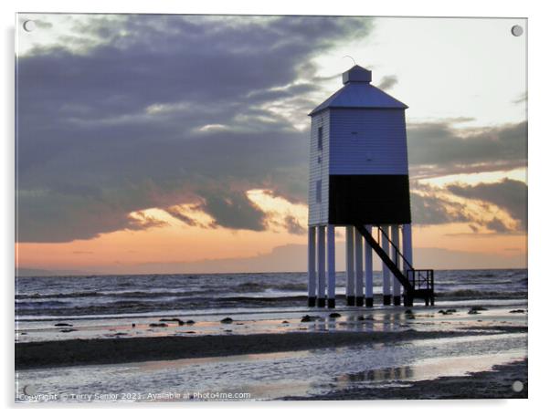The Low Lighthouse is one of three lighthouses in Burnham-on-Sea, Acrylic by Terry Senior