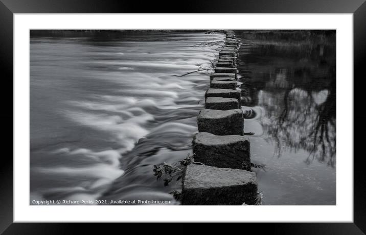 Stepping Stones in the River Wharfe Framed Mounted Print by Richard Perks