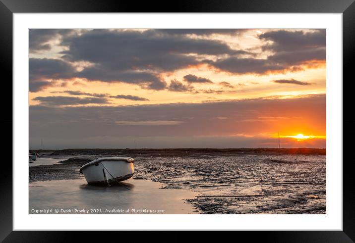 Low Tide Sunrise at Brancaster Staithe Norfolk Framed Mounted Print by David Powley