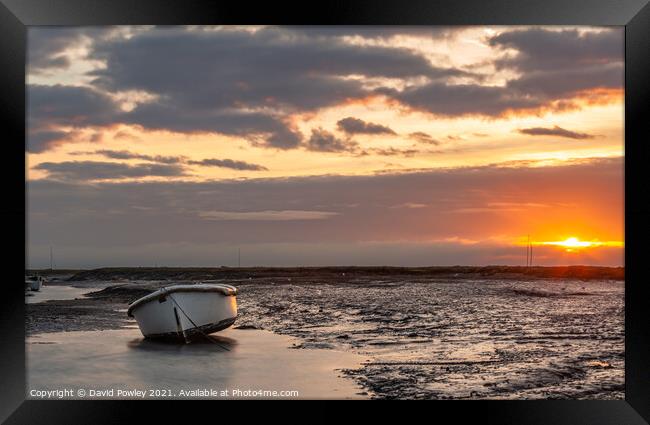 Low Tide Sunrise at Brancaster Staithe Norfolk Framed Print by David Powley